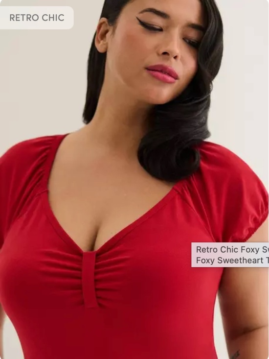 torrid Tops - Scarlet Sage Retro Chic Foxy Sweetheart Puff Sleeve Top Size 3